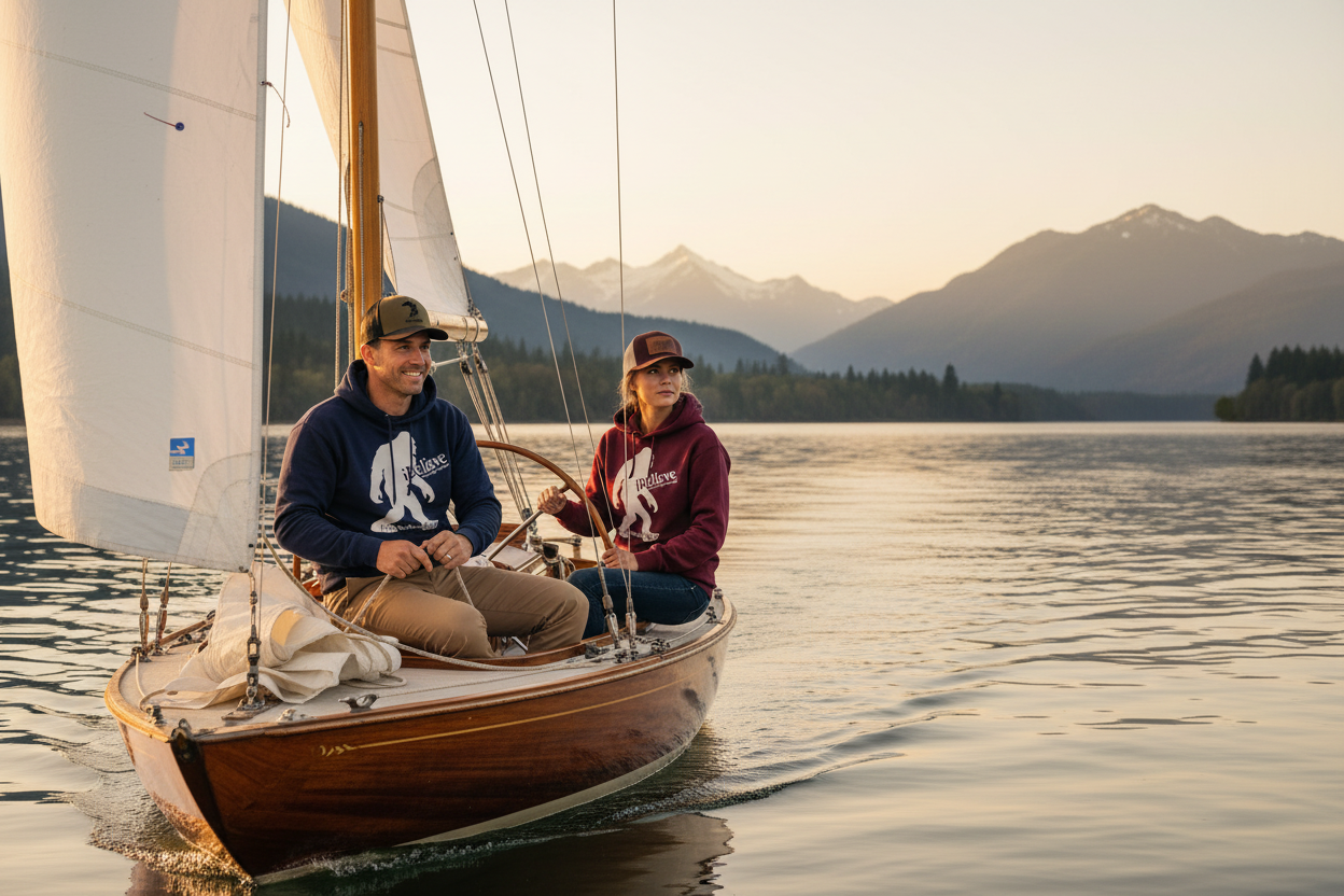 Two People Sailing - Olive & Leather Patch Hats
